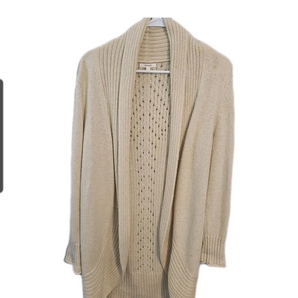 Maurices L Cream Open Front Cardigan Sweater Knit Cottage Retro Y2k Boho - Picture 1 of 14
